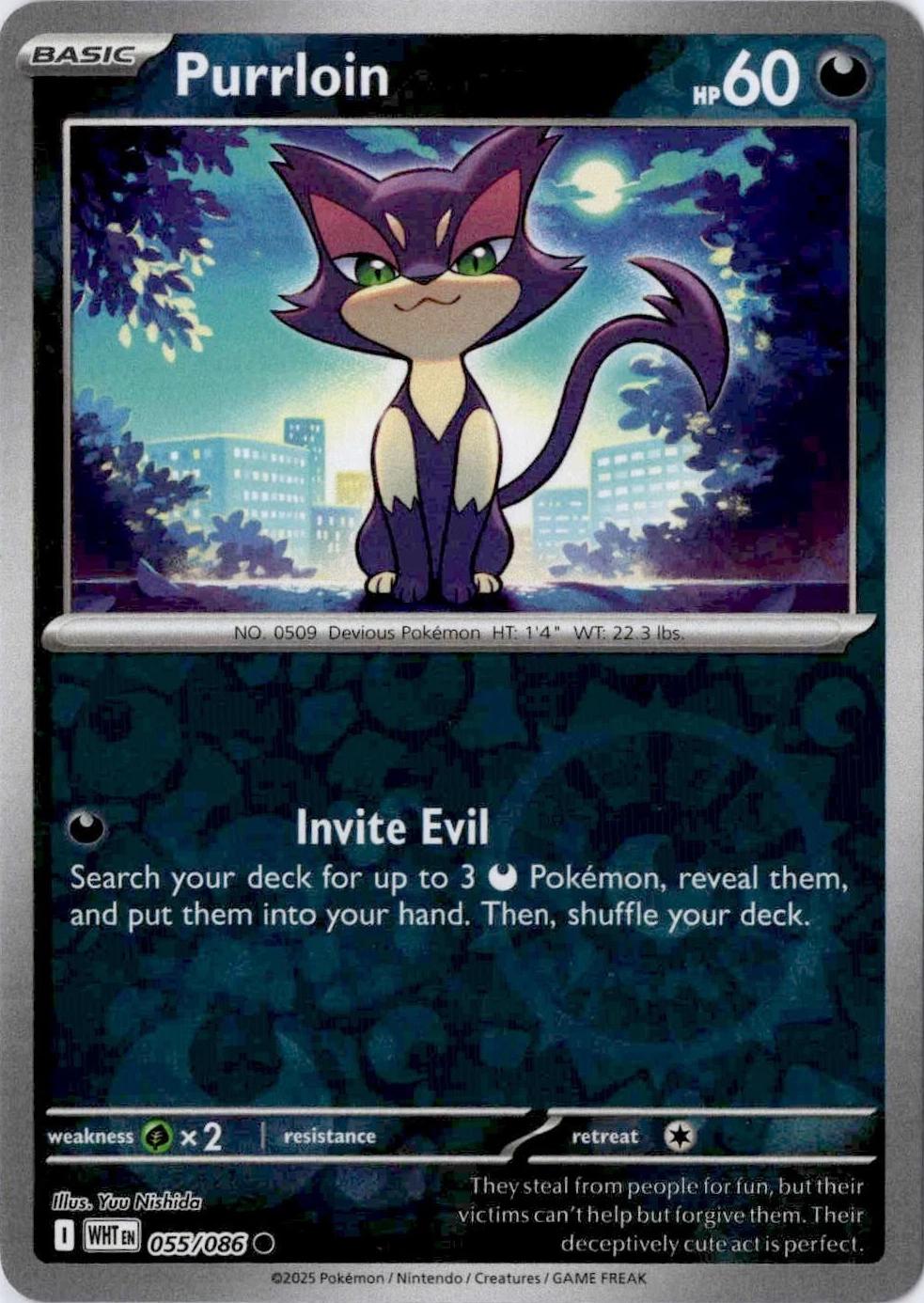 White Flare Purrloin [Reverse] Pokémon card
